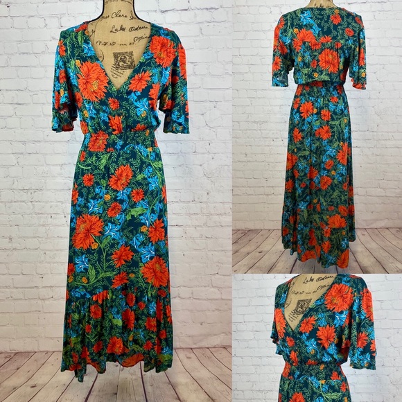 Abel The Label Green Floral Print High Lo Maxi - Picture 1 of 1